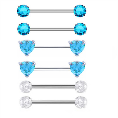 Zircon Piercing pentru mamelon Barbell Drăguț din oțel inoxidabil Sexy Cristal pentru mamelon Bar 14G Inel pentru piercing pentru mamelon Tepel Pircing mamelon