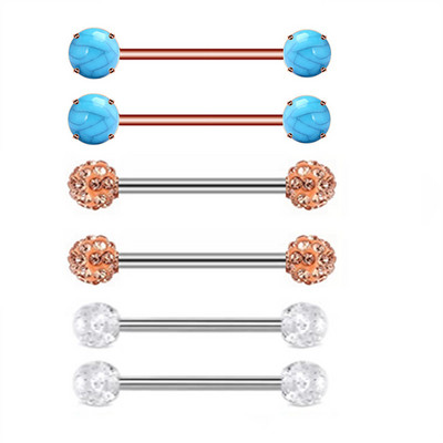 Zircon Piercing pentru mamelon Barbell Drăguț din oțel inoxidabil Sexy Cristal pentru mamelon Bar 14G Inel pentru piercing pentru mamelon Tepel Pircing mamelon