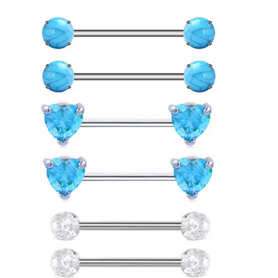 Zircon Piercing pentru mamelon Barbell Drăguț din oțel inoxidabil Sexy Cristal pentru mamelon Bar 14G Inel pentru piercing pentru mamelon Tepel Pircing mamelon