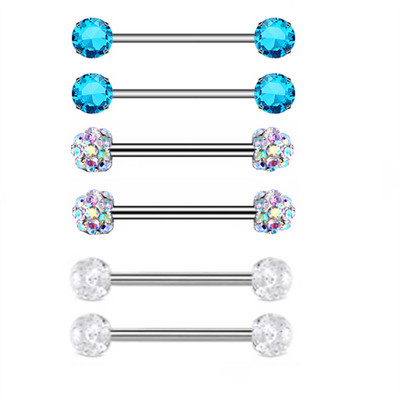 Zircon Piercing pentru mamelon Barbell Drăguț din oțel inoxidabil Sexy Cristal pentru mamelon Bar 14G Inel pentru piercing pentru mamelon Tepel Pircing mamelon