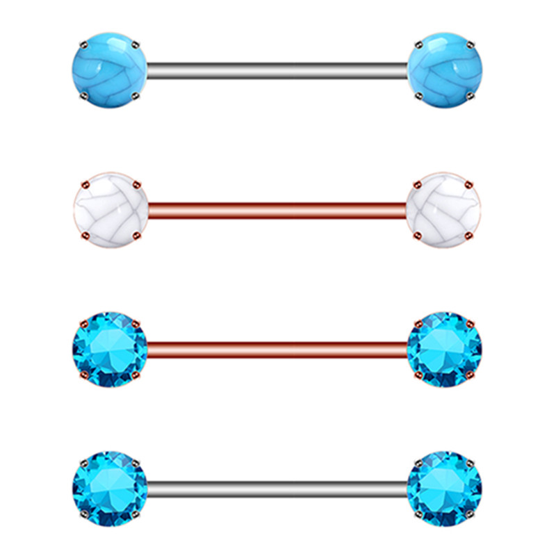 Zircon Piercing pentru mamelon Barbell Drăguț din oțel inoxidabil Sexy Cristal pentru mamelon Bar 14G Inel pentru piercing pentru mamelon Tepel Pircing mamelon