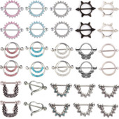 1 pereche de inel de piercing pentru mamelon cu zircon din oțel chirurgical 14G bijuterii sexy pentru piercing pentru mamelon de craniu, bijuterii de cristal pentru inimă, bară de bijuterii pentru corp