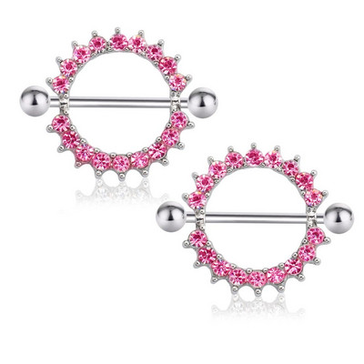 1 pereche de inel de piercing pentru mamelon cu zircon din oțel chirurgical 14G bijuterii sexy pentru piercing pentru mamelon de craniu, bijuterii de cristal pentru inimă, bară de bijuterii pentru corp