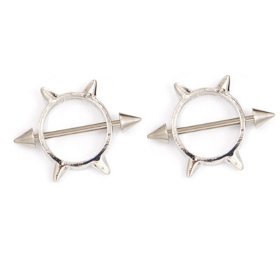 1 pereche de inel de piercing pentru mamelon cu zircon din oțel chirurgical 14G bijuterii sexy pentru piercing pentru mamelon de craniu, bijuterii de cristal pentru inimă, bară de bijuterii pentru corp