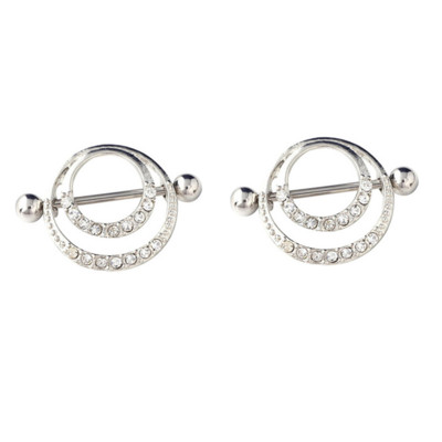 1 pereche de inel de piercing pentru mamelon cu zircon din oțel chirurgical 14G bijuterii sexy pentru piercing pentru mamelon de craniu, bijuterii de cristal pentru inimă, bară de bijuterii pentru corp
