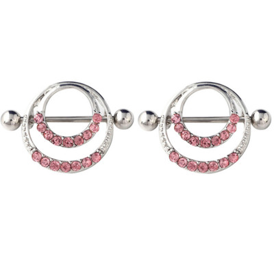 1 pereche de inel de piercing pentru mamelon cu zircon din oțel chirurgical 14G bijuterii sexy pentru piercing pentru mamelon de craniu, bijuterii de cristal pentru inimă, bară de bijuterii pentru corp
