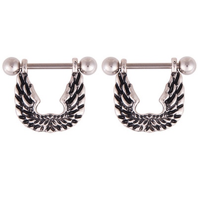 1 pereche de inel de piercing pentru mamelon cu zircon din oțel chirurgical 14G bijuterii sexy pentru piercing pentru mamelon de craniu, bijuterii de cristal pentru inimă, bară de bijuterii pentru corp