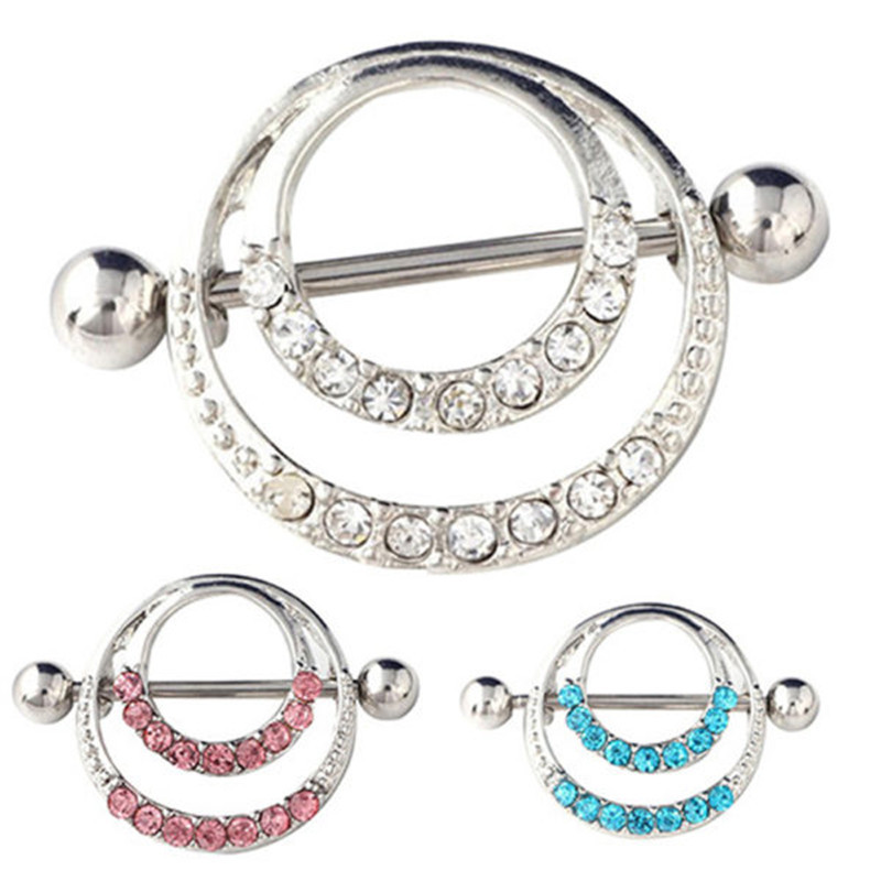 1 pereche de inel de piercing pentru mamelon cu zircon din oțel chirurgical 14G bijuterii sexy pentru piercing pentru mamelon de craniu, bijuterii de cristal pentru inimă, bară de bijuterii pentru corp