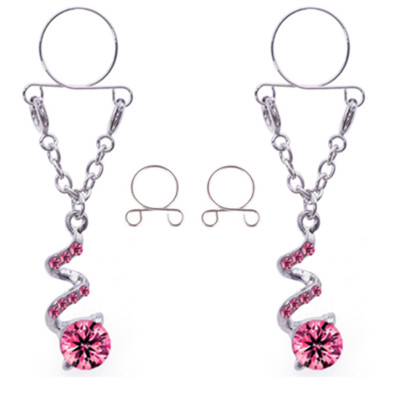 1 pereche de inel de piercing pentru mamelon fals din zircon cu flori, aripi sexy din oțel inoxidabil, bijuterii care atârnă mamelon fals, piercing de tepel fals