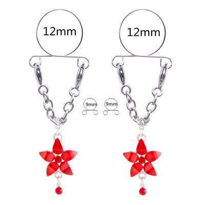 1 pereche de inel de piercing pentru mamelon fals din zircon cu flori, aripi sexy din oțel inoxidabil, bijuterii care atârnă mamelon fals, piercing de tepel fals