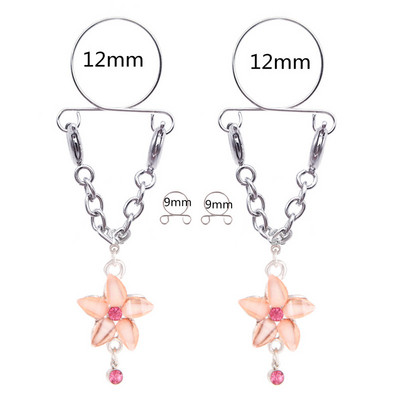 1 pereche de inel de piercing pentru mamelon fals din zircon cu flori, aripi sexy din oțel inoxidabil, bijuterii care atârnă mamelon fals, piercing de tepel fals