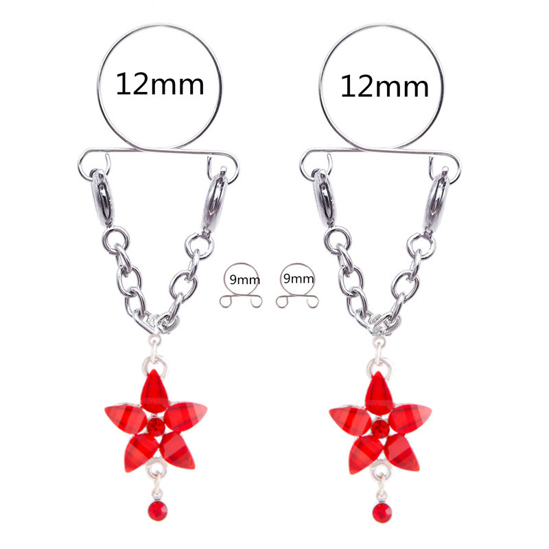 1 pereche de inel de piercing pentru mamelon fals din zircon cu flori, aripi sexy din oțel inoxidabil, bijuterii care atârnă mamelon fals, piercing de tepel fals