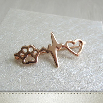 Hanreshe Heart Dog Paw Pins Ветеринар Подарък Златен цвят Брошка Бижута Ветеринар Домашни любимци Доктор Любител на животни Медицинска сестра Игли за ревери