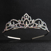 Coroana nunta Mireasa Argintiu AB Diamant colorat Diadema Mireasa Copii Bandita pentru aniversare Tiara nunta Accesorii pentru par Tiara petrecere