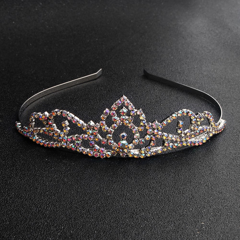 Coroana nunta Mireasa Argintiu AB Diamant colorat Diadema Mireasa Copii Bandita pentru aniversare Tiara nunta Accesorii pentru par Tiara petrecere