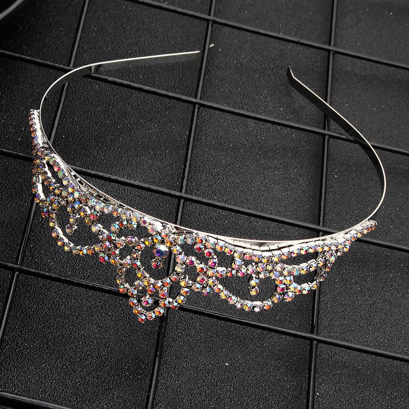 Coroana nunta Mireasa Argintiu AB Diamant colorat Diadema Mireasa Copii Bandita pentru aniversare Tiara nunta Accesorii pentru par Tiara petrecere