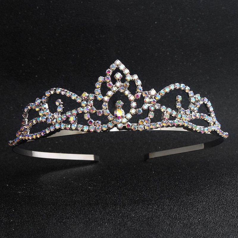 Coroana nunta Mireasa Argintiu AB Diamant colorat Diadema Mireasa Copii Bandita pentru aniversare Tiara nunta Accesorii pentru par Tiara petrecere