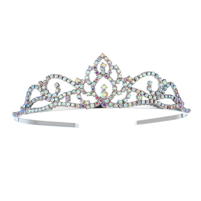 Coroana nunta Mireasa Argintiu AB Diamant colorat Diadema Mireasa Copii Bandita pentru aniversare Tiara nunta Accesorii pentru par Tiara petrecere