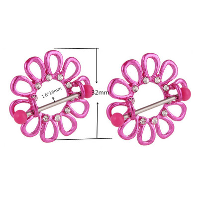 2Vnt Gėlių spenelių auskarų vėrimo žiedas 14G Sexy Heart Spenelių skydas Auskarų vėrimo žiedas Tepel Auskarų vėrimas Pezon Mujer Moteriški papuošalai kūnui