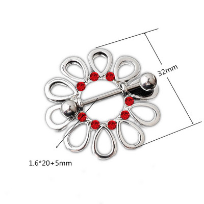 2Vnt Gėlių spenelių auskarų vėrimo žiedas 14G Sexy Heart Spenelių skydas Auskarų vėrimo žiedas Tepel Auskarų vėrimas Pezon Mujer Moteriški papuošalai kūnui