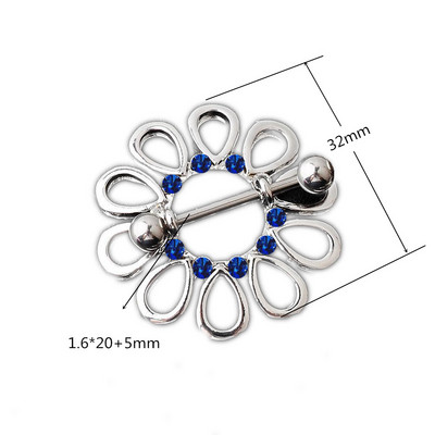 2Vnt Gėlių spenelių auskarų vėrimo žiedas 14G Sexy Heart Spenelių skydas Auskarų vėrimo žiedas Tepel Auskarų vėrimas Pezon Mujer Moteriški papuošalai kūnui