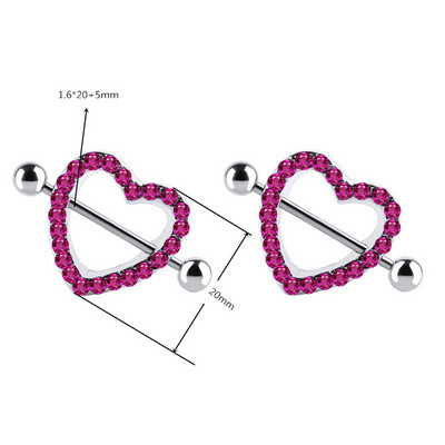 2Vnt Gėlių spenelių auskarų vėrimo žiedas 14G Sexy Heart Spenelių skydas Auskarų vėrimo žiedas Tepel Auskarų vėrimas Pezon Mujer Moteriški papuošalai kūnui