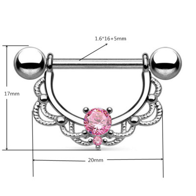 2Vnt Gėlių spenelių auskarų vėrimo žiedas 14G Sexy Heart Spenelių skydas Auskarų vėrimo žiedas Tepel Auskarų vėrimas Pezon Mujer Moteriški papuošalai kūnui