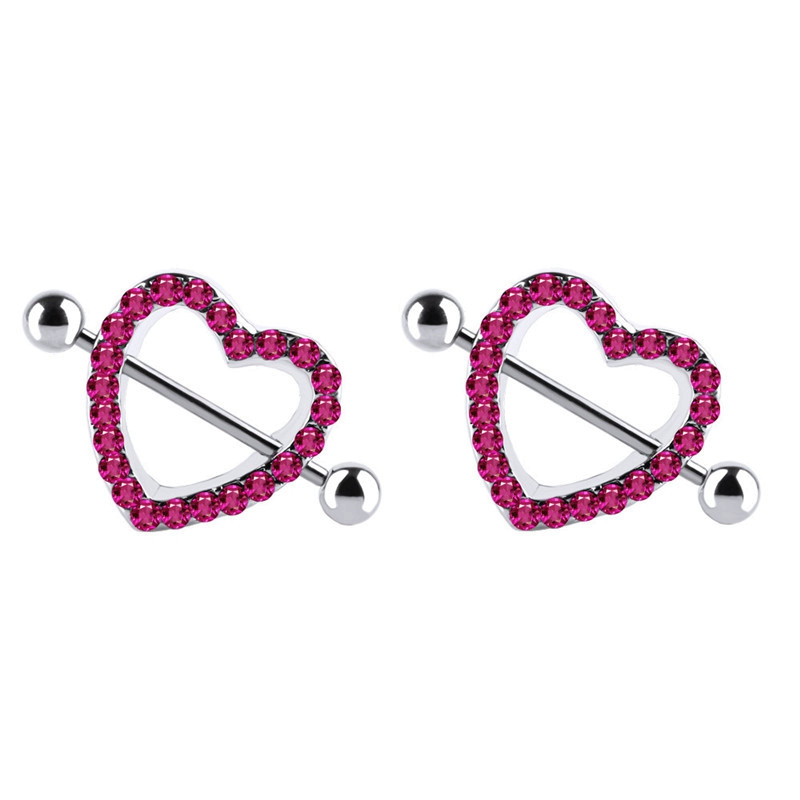 2Vnt Gėlių spenelių auskarų vėrimo žiedas 14G Sexy Heart Spenelių skydas Auskarų vėrimo žiedas Tepel Auskarų vėrimas Pezon Mujer Moteriški papuošalai kūnui