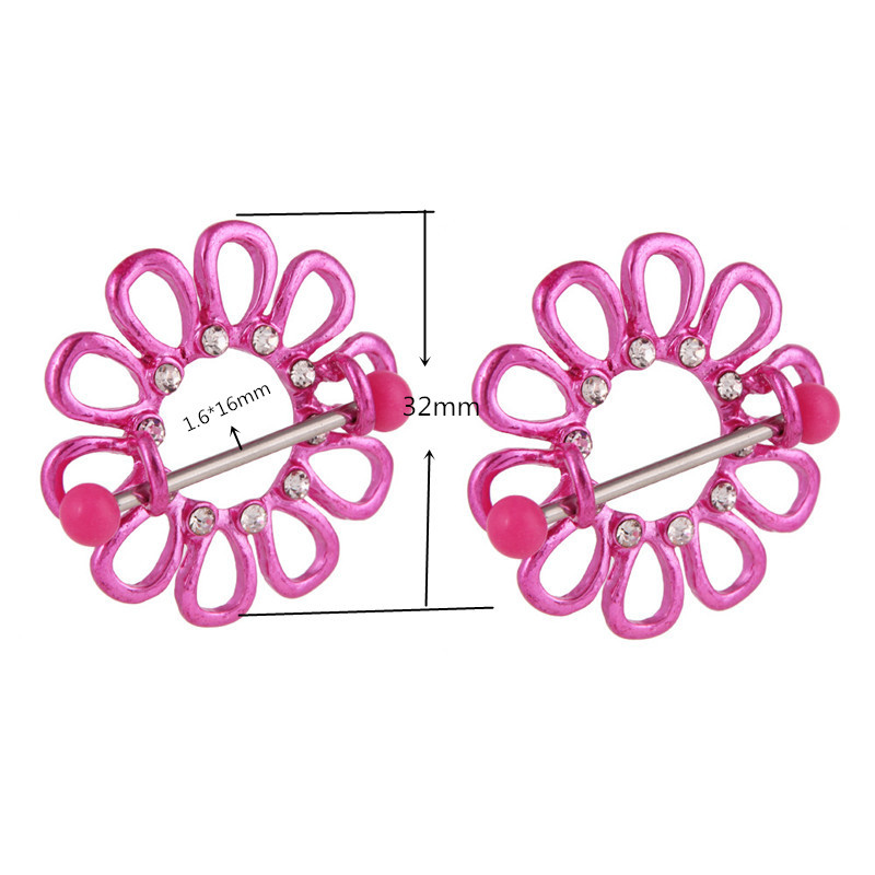 2Vnt Gėlių spenelių auskarų vėrimo žiedas 14G Sexy Heart Spenelių skydas Auskarų vėrimo žiedas Tepel Auskarų vėrimas Pezon Mujer Moteriški papuošalai kūnui