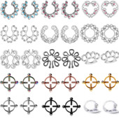 2 bucăți inel de piercing pentru mamelon fals cu flori, inimă sexy, fără piercing, scut pentru mamelon, bijuterii, fără nichel, din oțel chirurgical, corp Piring Tepel