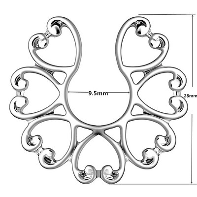 2 bucăți inel de piercing pentru mamelon fals cu flori, inimă sexy, fără piercing, scut pentru mamelon, bijuterii, fără nichel, din oțel chirurgical, corp Piring Tepel