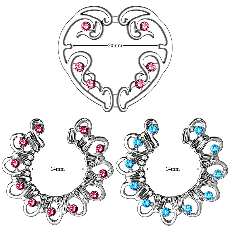 2 bucăți inel de piercing pentru mamelon fals cu flori, inimă sexy, fără piercing, scut pentru mamelon, bijuterii, fără nichel, din oțel chirurgical, corp Piring Tepel