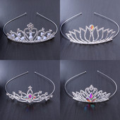 Vestuvių sidabrinė krištolinė karūna Moterų Kalnų krištolas Tiara Princesės Gimtadienio vakarėlis Banketas Plaukų aksesuarai Pamergės aksesuarai