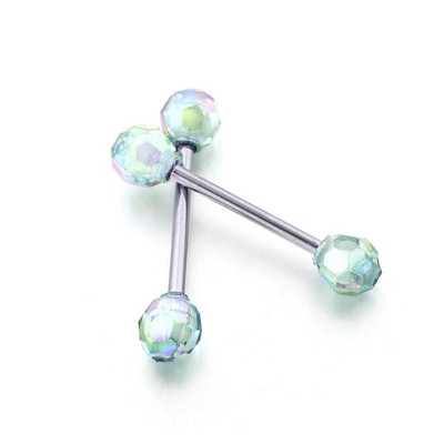 Piercing do bradavky s 2 ks z chirurgickej ocele so zirkónom, 14G, sexy lesklý guľôčkový piercing do bradavky, činka, šperky, piercing do bradavky, darček pre ženu.