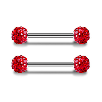 Piercing do bradavky s 2 ks z chirurgickej ocele so zirkónom, 14G, sexy lesklý guľôčkový piercing do bradavky, činka, šperky, piercing do bradavky, darček pre ženu.