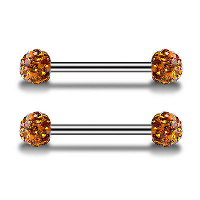 Piercing do bradavky s 2 ks z chirurgickej ocele so zirkónom, 14G, sexy lesklý guľôčkový piercing do bradavky, činka, šperky, piercing do bradavky, darček pre ženu.