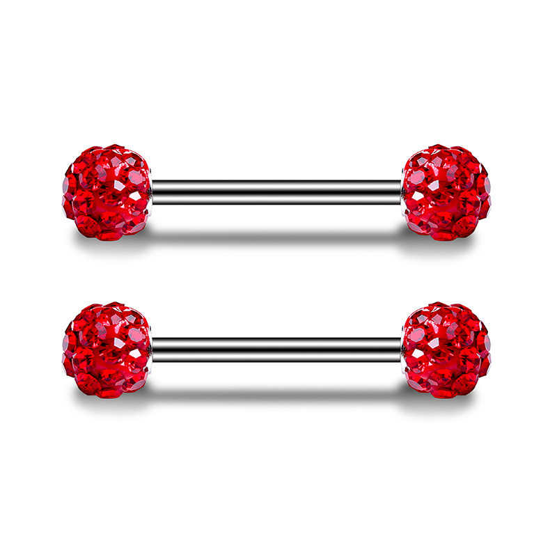 Piercing do bradavky s 2 ks z chirurgickej ocele so zirkónom, 14G, sexy lesklý guľôčkový piercing do bradavky, činka, šperky, piercing do bradavky, darček pre ženu.