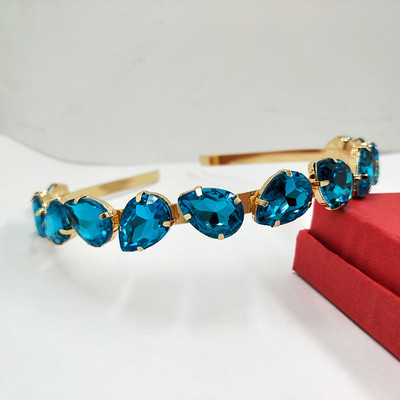 Luxusné krištáľové čelenky s kamienkami, koruna s kvapkou vody, plné trendy čelenky, svadobné doplnky do vlasov, svadobné šperky