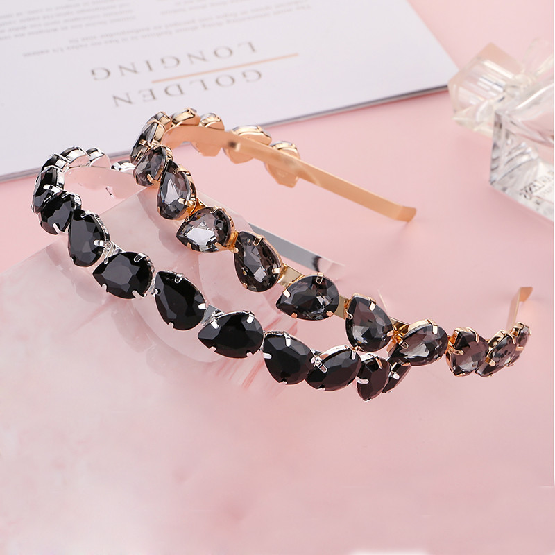 Luxusné krištáľové čelenky s kamienkami, koruna s kvapkou vody, plné trendy čelenky, svadobné doplnky do vlasov, svadobné šperky