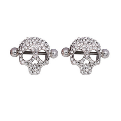 Piercing do bradavky z chirurgickej ocele, 1 pár, lebka, 14G, kvetinový prsteň do bradavky, visiaci sexy piercing do bradavky, darček pre ženu