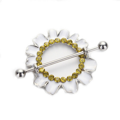 Piercing do bradavky z chirurgickej ocele, 1 pár, lebka, 14G, kvetinový prsteň do bradavky, visiaci sexy piercing do bradavky, darček pre ženu