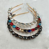 Európske a americké jednoduché sklenené vlasové pásky, nová osobnosť, priehľadné biele kamienky, koruna na vlasy, darček