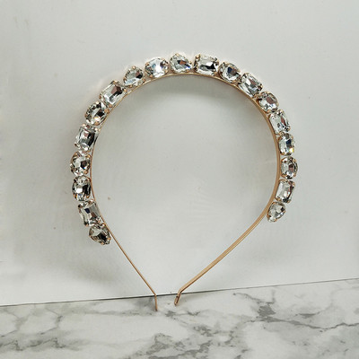 Európske a americké jednoduché sklenené vlasové pásky, nová osobnosť, priehľadné biele kamienky, koruna na vlasy, darček