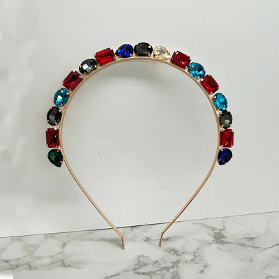 Európske a americké jednoduché sklenené vlasové pásky, nová osobnosť, priehľadné biele kamienky, koruna na vlasy, darček