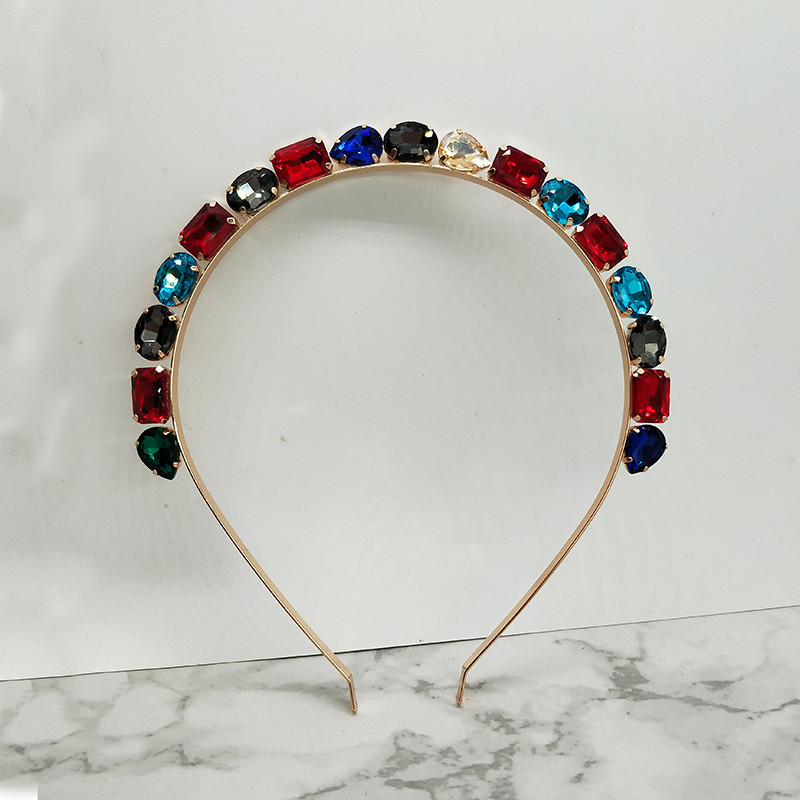 Európske a americké jednoduché sklenené vlasové pásky, nová osobnosť, priehľadné biele kamienky, koruna na vlasy, darček