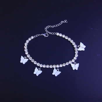 Huitan Bling Bling Butterfly Anklet за жени Лятна плажна гривна за глезена Аксесоари Подарък за парти Изявление за бижута Тенденция за 2022 г.