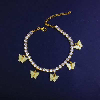 Huitan Bling Bling gleznă fluture pentru femei, vară, plajă, gleznă, accesorii, cadou de petrecere, bijuterii, tendință 2022