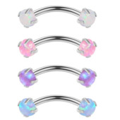 Set de piercing pentru sprâncene Opal din oțel inoxidabil 16G Piercing la limbă Ochi de șarpe Lot de piercing pentru sprâncene de cristal Opal Inel pentru sprâncene în vrac