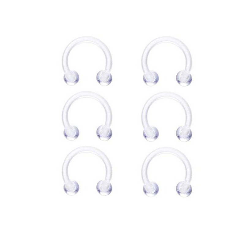 6-dielne akrylové piercingové krúžky do nosa, napichovacie krúžky do brucha, ucha, obočia, labret, bezšvové zirkónové septum, dámske rovné krúžky do obočia.