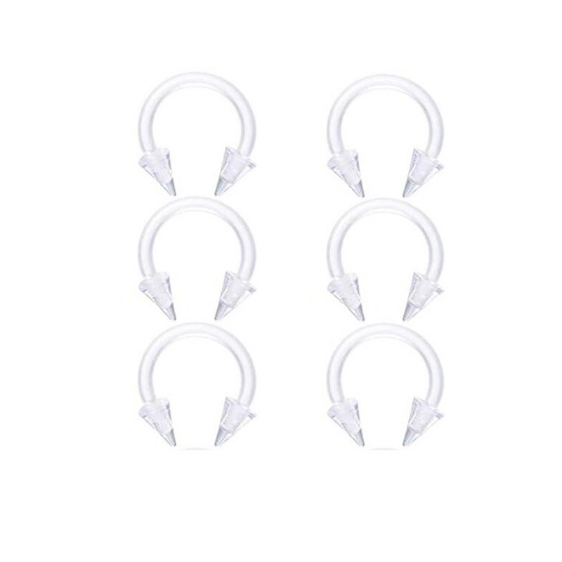 6-dielne akrylové piercingové krúžky do nosa, napichovacie krúžky do brucha, ucha, obočia, labret, bezšvové zirkónové septum, dámske rovné krúžky do obočia.